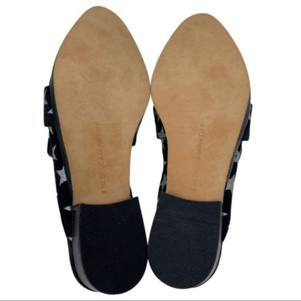 Rebecca Minkoff Star Print Mule Womens 5 Black Suede Pointed Toe Slip On Boho - Picture 9 of 10